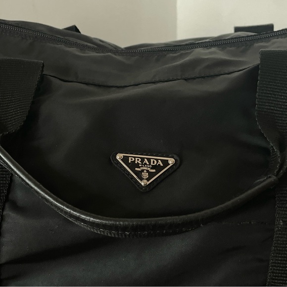 Prada Vintage Nylon Black Duffel Travel Bag Carry On Authentic Vintage - Picture 3 of 15